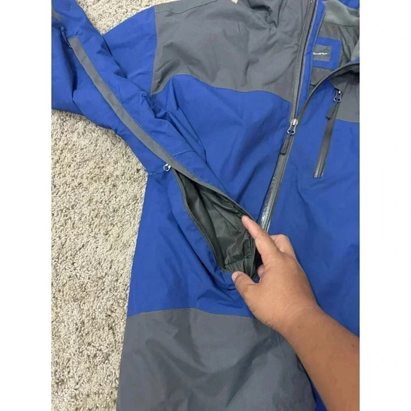 EDDIE BAUER Weatheredge Waterproof Wind Rain Mens Full Zip Jacket XL Outdoor Ski - Picture 7 of 9